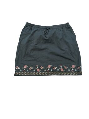 J. Jill Dark grey Mini Skirt with Pink Floral Border
